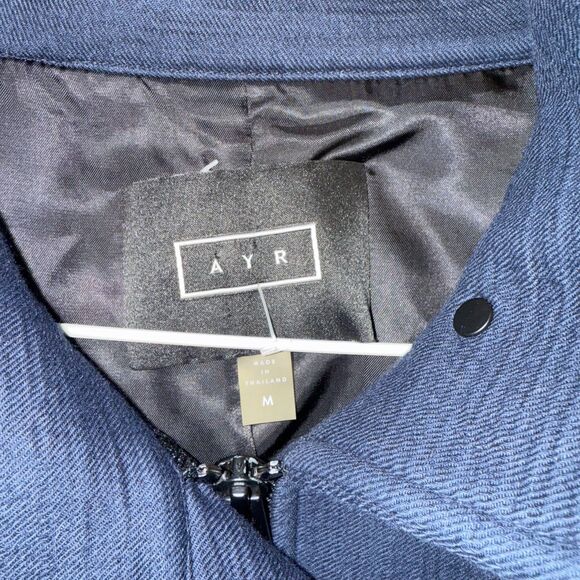 AYR Textured Mock Neck Zip Up Coat - Navy M - Picture 5 of 7